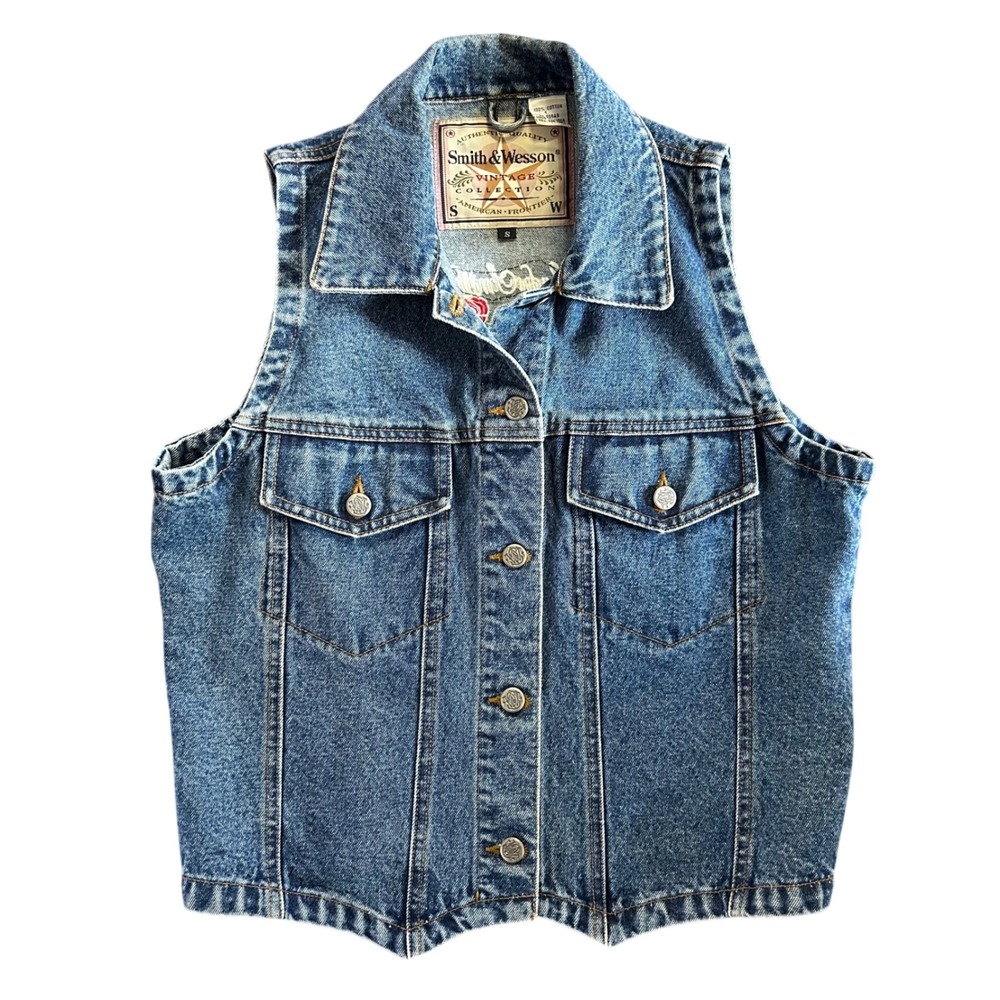 Smith & Wesson Vintage Collection Harley Davidson Denim Vest Size Small